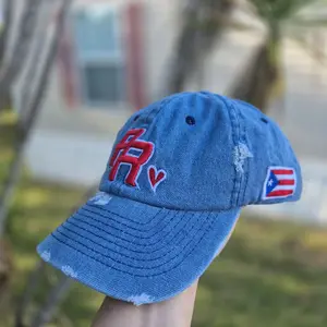 PR Caps - Blue Baseball Cap with Red "PR" Logo and Puerto Rican Flag Patch