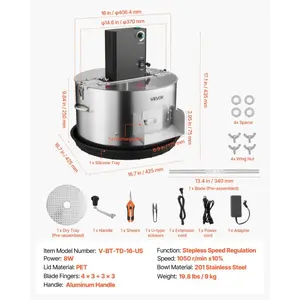 VEVOR Electric Bud Leaf Trimmer, 2-in-1 Manual Electric, 16 in Bud Trimmer with Stainless Steel Blades, Visual Cutting, Wet Dry Hydroponic Cutting Machine with Tray, for Plant Buds Flowers