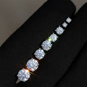 VVS1 Moissanite Stud Earrings in Solid 925 Sterling Silver with 18k Gold Plating