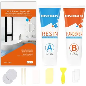 Bath Repair Kit White,  Enamel, Porcelain, , Fiberglass, Ceramic Sink, Tub Tile Toilet Shower Kit & Tray & Chip & Pedestal Crack Hole  Repair