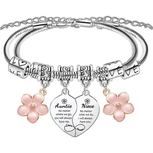 Auntie Niece Bracelets for 2 Pcs Heart Matching Bracelets for Auntie and Niece Gifts for Aunt Christmas Birthday Present for Aunt and Nieces Bracelet Jewelry Thanksgiving Gift