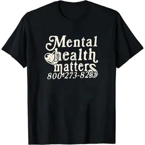 (Cotton T-Shirt) MENTAL HEALTH MATTERS Printed Short-Sleeved T-Shirt. Men's Summer Round Neck Short Sleeve T-Shirt, Fashion Printed T-Shirt