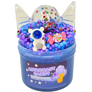 Astronaut Candy 8oz Floam Slime Scented Fruity Cotton Candy with Starry Lid and Astronaut Charm