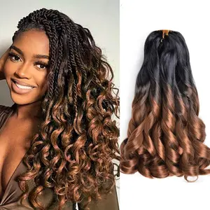 Ombre French Curl Braiding Hair 12 Inch Soft Curly Braiding Hair Pre Stretched Loose Wave Bouncy Crochet Hair 50g/pack Yaki Crochet Hair for Black Women Hair Extensions (12 inch,8 packs,B29)