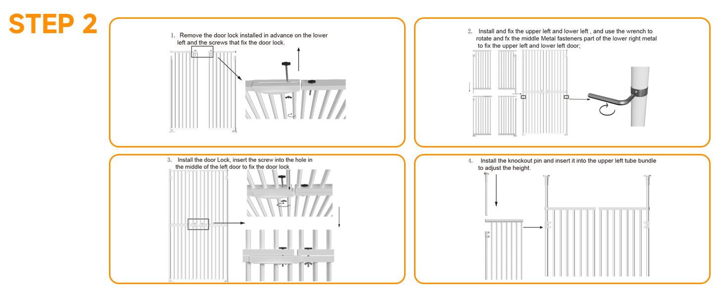 Naudacaa 76" Extra Tall Cat Gate for Doorway, 37.4"-40.5" Adjustable Wide, No Drilling Pressure Mounted Double Doors for Stairs/Hallways/House, 1.25" Narrower Bar Spacing