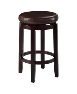 Linon Maya Faux Leather Swivel Backless Counter Height Barstool Brown: Upholstered, Wood Legs, 225 lbs Capacity