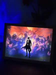 S0L0 Leveling Sung Jin Woo LED Anime Painting Night Light Large Size 12.6" x 9.3"