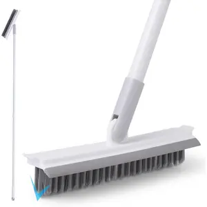 Grout Brush with Long Handle, Grout Cleaner for Tile Floors, Shower Tile Floor Scrubber for Cleaning Baseboard Bathroom