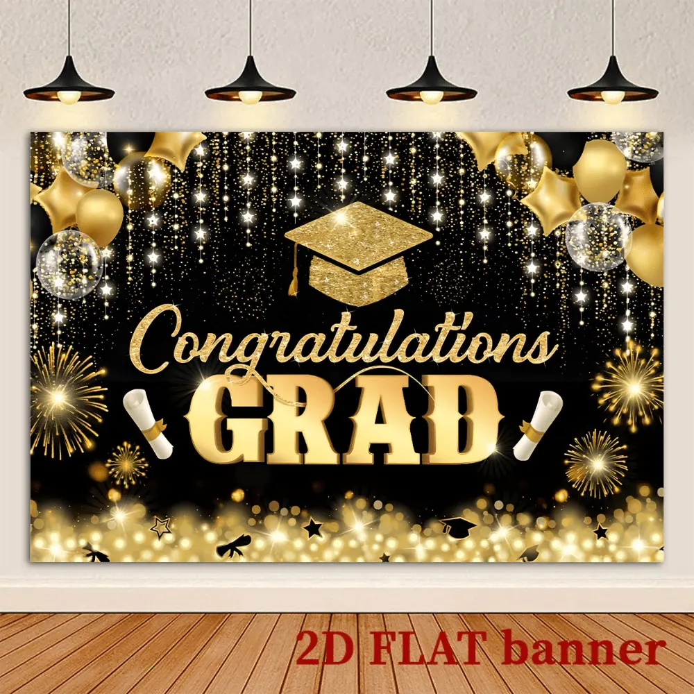 2D Flat, [Party Banner]1pcs, Happy Graduation Backdrop Banner, Material, Congratulations Graduation Party Decoration, 2026 Class Photo Background, No Power Needed, Graduation Celebration, Versatile