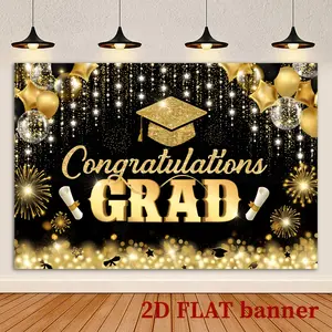Summervibes 2D Flat, [Party Banner]1pcs, Happy Graduation Backdrop Banner, Material, Congratulations Graduation Party Decoration, 2026 Class Photo Background, No Power Needed, Graduation Celebration, Versatile,summervibes