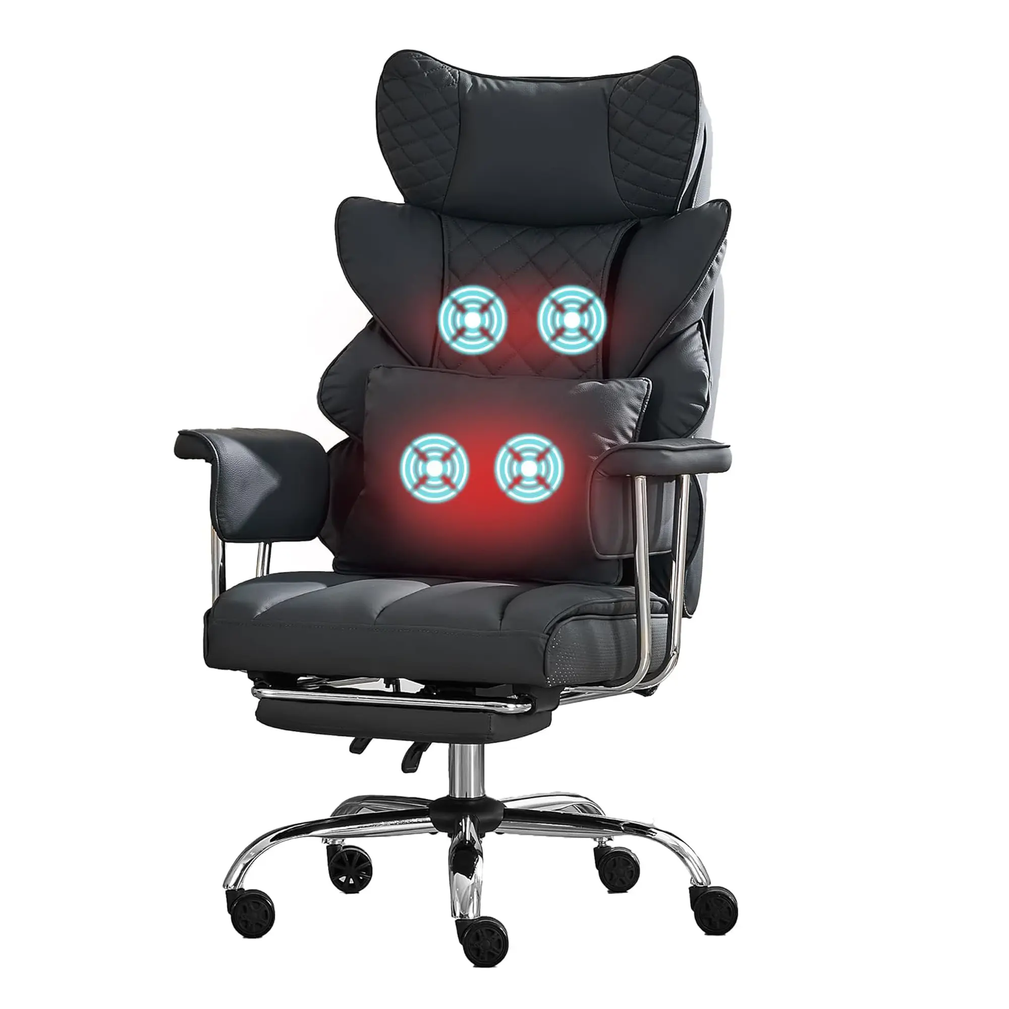 DYHOME Kneading Massage Executive Office Chair, Ergonomic Reclining Desk Chair with Footrest, High Back PU Leather Computer Chair for Home Office