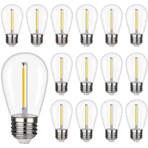Shatterproof LED String Lights, Waterproof, Warm White 2200K, 70LM, E26 Base - 15 Pack