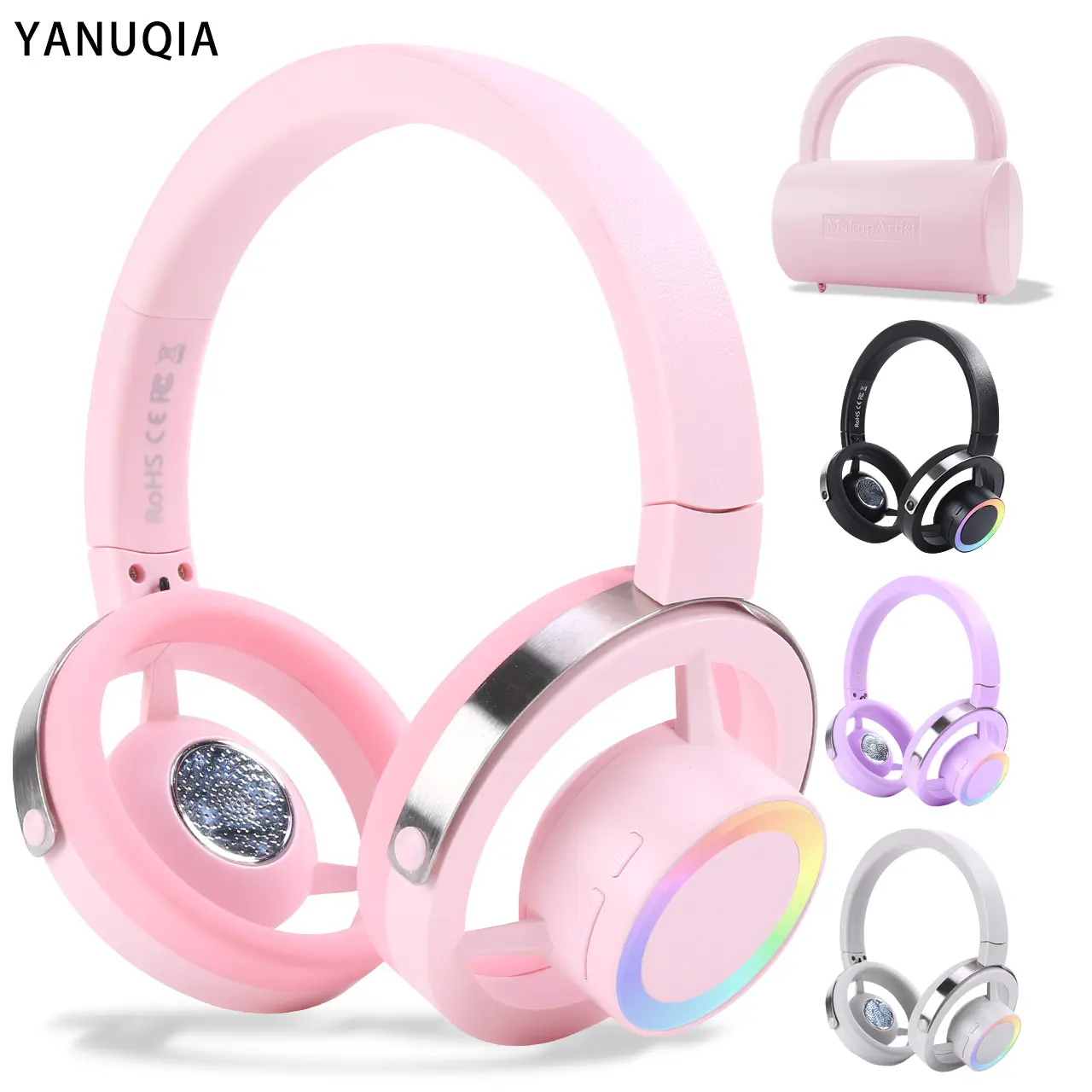 YANUQIA Wireless Headphones, headphones bluetooth With Rich Bass, Built-in Microphone, Bluetooth 6.0, are Ideal for Travel, Work, and Sports,Pink Audio Stereo headphones bluetooth earbuds Electronic tiktokshopcreatorpicks earbuds wireless tiktokshopspring