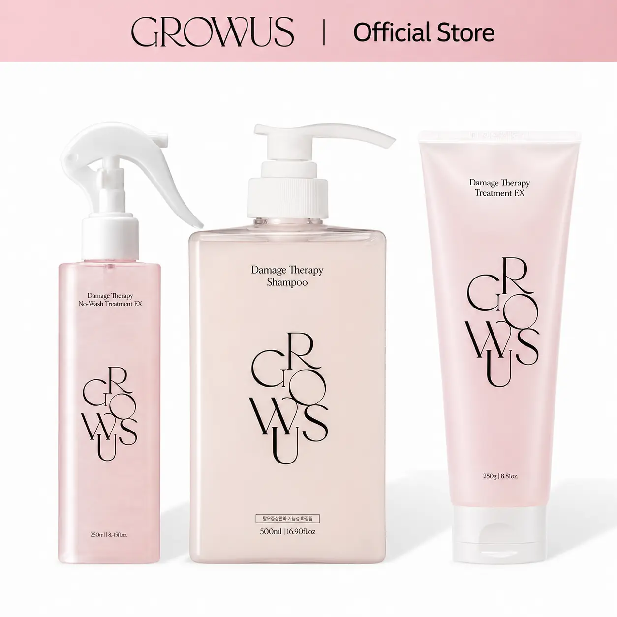 GROWUS 3-Step Glassy Hair Routine Set | Frizz Control Set for Glassy Hair, K-Beauty Hair Care | Shampoo, Treatment & Leave-in Spray outdoorfun
