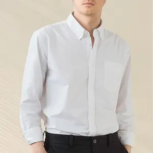 Men's Solid-Color Oxford Cotton Long Sleeve Shirt - Regular-Fitting Button Down Collar Long Sleeve Dress Shirt With Pocket - Autumn Stylish Top Quality 100% Combed Cotton Rich Textured Weave Fade & Shrink Resistant - Casual Business Shirts Menswear