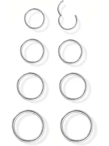 8 Pcs 16g/18g 316L Stainless Steel Nose Rings Hoops, Nose Rings Set, Hypoallergenic Septum Rings, Tragus Helix Cartilage Daith Rook Sleeper Jewelry for Women Men, Piercing Jewelry