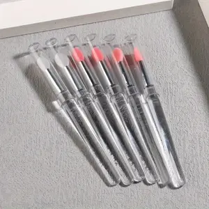 5pcs Nail Art Brushes, Reusable Nail Brushes for Nail Art, Silicone Nail Brush, Chrome Glitter Mirror Powder Pigment Applicator Sticks, Lipstick Eyeshadow Brush, Makeup Brushes Nail Art Tools, Nail Art Manicure, Nail Art Accessories