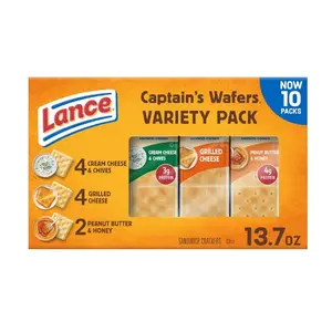Sandwich Crackers, Captain's Wafers, Variety Pack, 10 Individual Packs, 6 Sandwiches Each