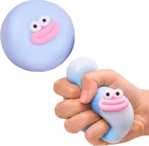 Cute Taba Squishy Fidget Toys for Kids & Adults - Giant Stress Ball with Big Eyes & Sausage Lips, Funny Prank Gifts, Party Supplies, Game Prizes (Blue)
