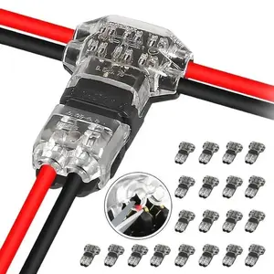 T2 Quick Wire Connectors, T-Type 2 Pin Wire Splice Connectors, Solderless No-Strip T Tap Connectors for LED Strip Lights, Automotive & DIY Wiring