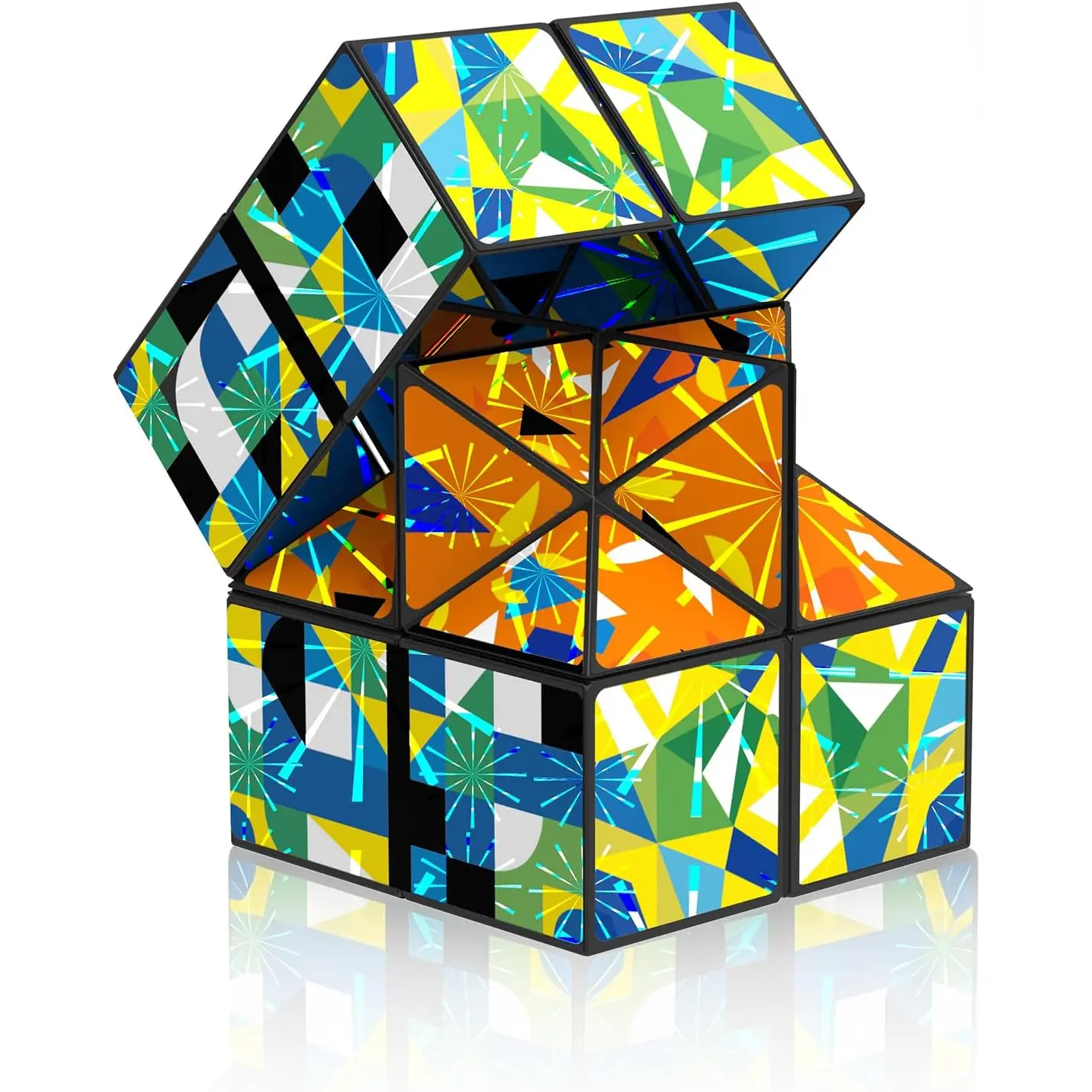 Kaleidoscope Infinity Cube, 2.2" Holographic Fidget Block Toy for Adults