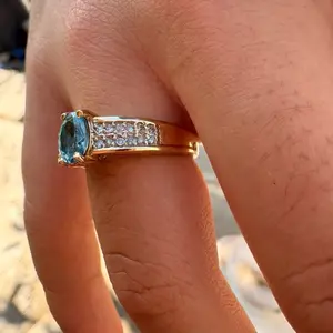 10K Sky Blue Topaz Ring with .5CT Semiprecious Stone Jewelry Accessory