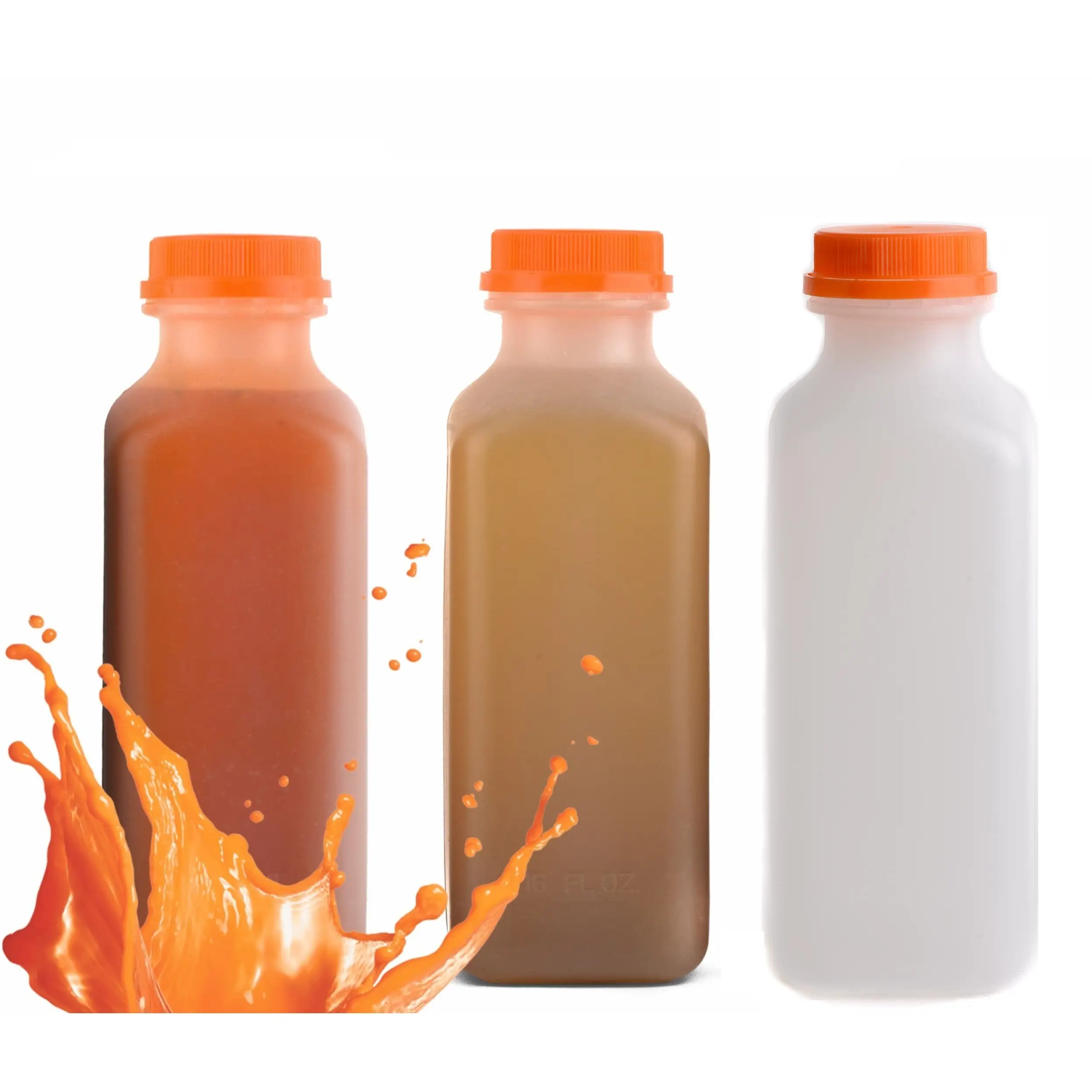 EcoQuality [50 PACK] Empty Plastic Juice Bottles with Tamper Evident Caps 16 OZ - Smoothie Bottles - Ideal for Juices, Milk, Smoothies, Picnic's and even Meal Prep Juice Containers