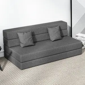 Foldable Memory Foam Mattress, 6 inch Queen Folding Mattress with Fluffy Pillows, Floor Mattresses with Breathable Cover for RV Camping, Guest Mat, Easy Storage, 80"*60"*6"