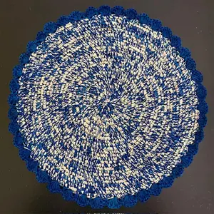 The Sapphire Speckle Hand-Crochet Raffia Placemat - Blue