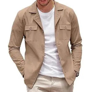 COOFANDY Men's Casual Shirt Jacket Cotton Linen Shacket Lightweight Work Coat Button Down Overshirt Menswear Blazer Fashion Formal Fashion Formal  Office Workwear