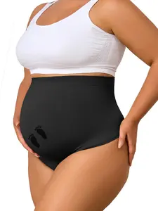 No-Dig Mama Thong High Waisted Maternity Panties for Women with Baby Bump Seamless & Breathable Supportive Underwear for Pregnant Women S-2XL Pregnancy Shapewear
