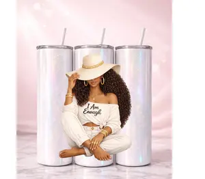 I Am Enough Holographic Tumbler | Luxury Affirmation Cup | 20oz Skinny