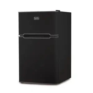 BLACK+DECKER 3.1 Cu. Ft. Compact Two Door Refrigerator with Freezer, ENERGY STAR Certified Mini Fridge, 0.9 Cu. Ft. Freezer, Interior Light, R600a Refrigerant, BCRDK32B, Black