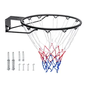VEVOR Basketball Rim,  Wall Door Mounted Basketball Hoop, Heavy Duty Q235 Basketball Flex Rim Goal Replacement with Net and Double Spring, Standard 18" Indoor Outdoor Hanging Hoop for Kids Adults