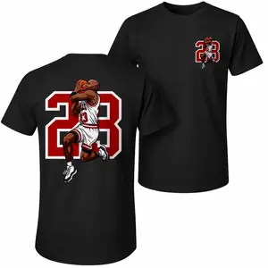 Men's Pure Cotton Short-Sleeve Shirt With 23 Basketball Print—A Unisex Casual Style Perfect For Spring And Summer; Featuring A Cool Graphic Design And A Classic Crew Neck, Suitable For All Four Seasons.