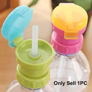 Portable Bottle Drink Spill-Proof Straw Lid, Drinkware Lid, Straw Spout Lid, Conversion Head, Suitable for Travel Daily Use, Includes 1 Straw Lid, 1 Adapter, 1 Bendy Straw