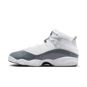 Air Jordan 6 Rings Men's Shoes - White/Cool Grey Leather & Synthetic Upper Round Toe All Seasons Lightweight Design