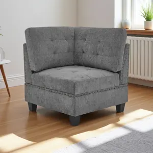 31.5" Small Space Grey Chenille Corner Sofa - DIY Modular Sectional for Living Room
