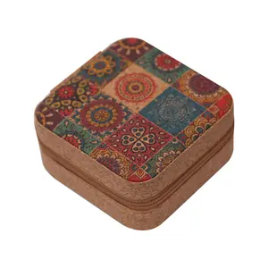 Retro High-End Cork Jewelry Box Portable Travel Earrings Ring Necklace Storage Box