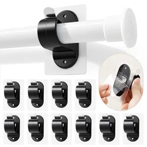 Easy Install Curtain Rod Bracket, Self-Adhesive No Drill Hook, Rod-Shaped Curtain Hardware, Quick and Secure Installation