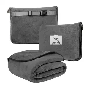 Travel Blanket and Pillow - Ultra-Soft, Compact & Lightweight, 50x60 Inches, with Carry Case, Luggage Sleeve & Backpack Clip for Airplane Comfort