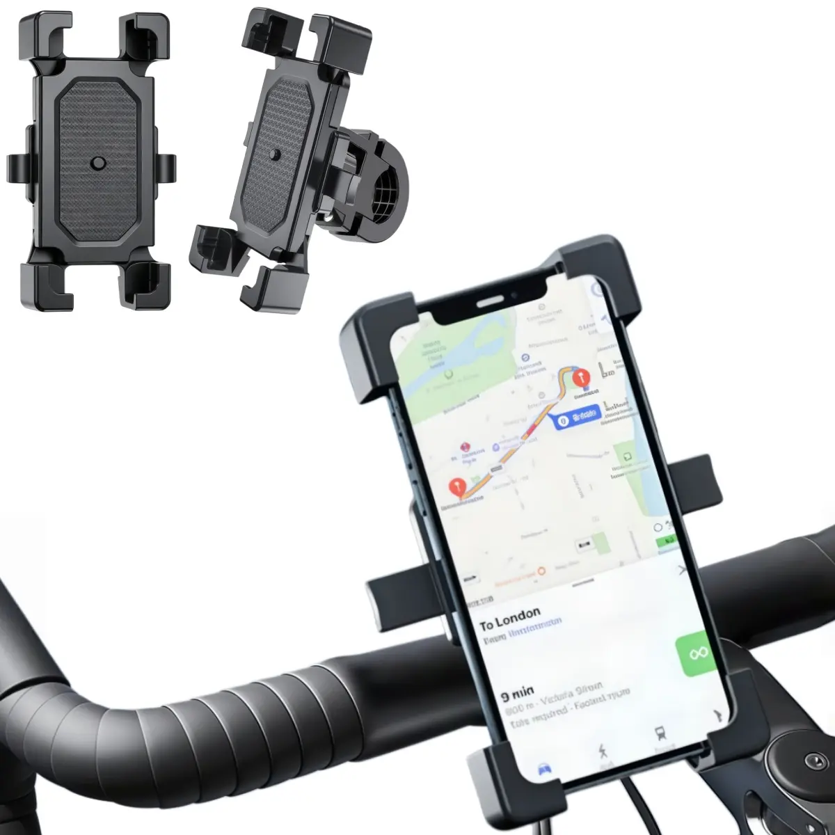 Bicycle Phone Holder One Handed Operation Cycling Bracket , Easy Open Motorcycle Mobile Phone Support Mount, Universal for 1" 1 inch Diameter Handlebar Handle Bar Phone Holder For Riding Motorcycle Motorbike Scooter Accessories Cellphone Smartphone Stand