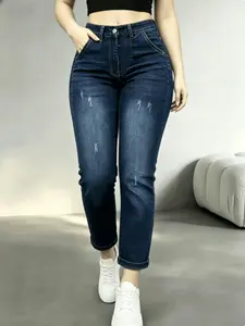 Mid-low Rise Skinny Jeans Stretchy for Women Distressed Pants ，Women‘s wear Bottom， Lady Basic Minimalist Comfortable Denim ，Tummy Control Curve Hugging ，Plus Size Regular Size BBL Spring Fashion Daily Outfits YLD01