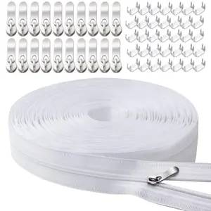 11Yards White Nylon Coil Zipper by The Yards, #3 Bulk Zippers for DIY Sewing Craft Bags with Replacement 20PCS Zipper Sliders