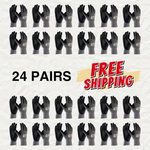 24 Pares Maxi Flex Guantes de Construcción - MaxiFlex Foam Nitrile Work Gloves - Heavy-Duty Maxi Flex Work Gloves - Guantes Para Trabajo Breathable
