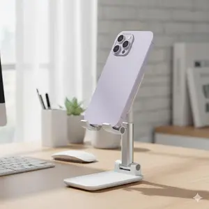 Adjustable Phone Tablet Stand, Foldable Multi-Function Desktop Bed Mount, Fits Various Devices, Stable, Space-Saving, Portable, Angle Adjustable
