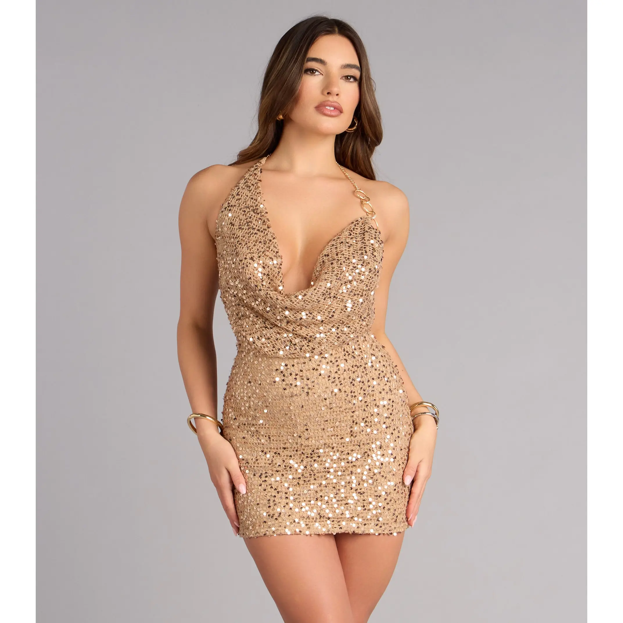 Low Light Luxe Sequin Halter Mini Dress - TikTok Shop Low Light Luxe Sequin Halter Mini Dress - TikTok Shop