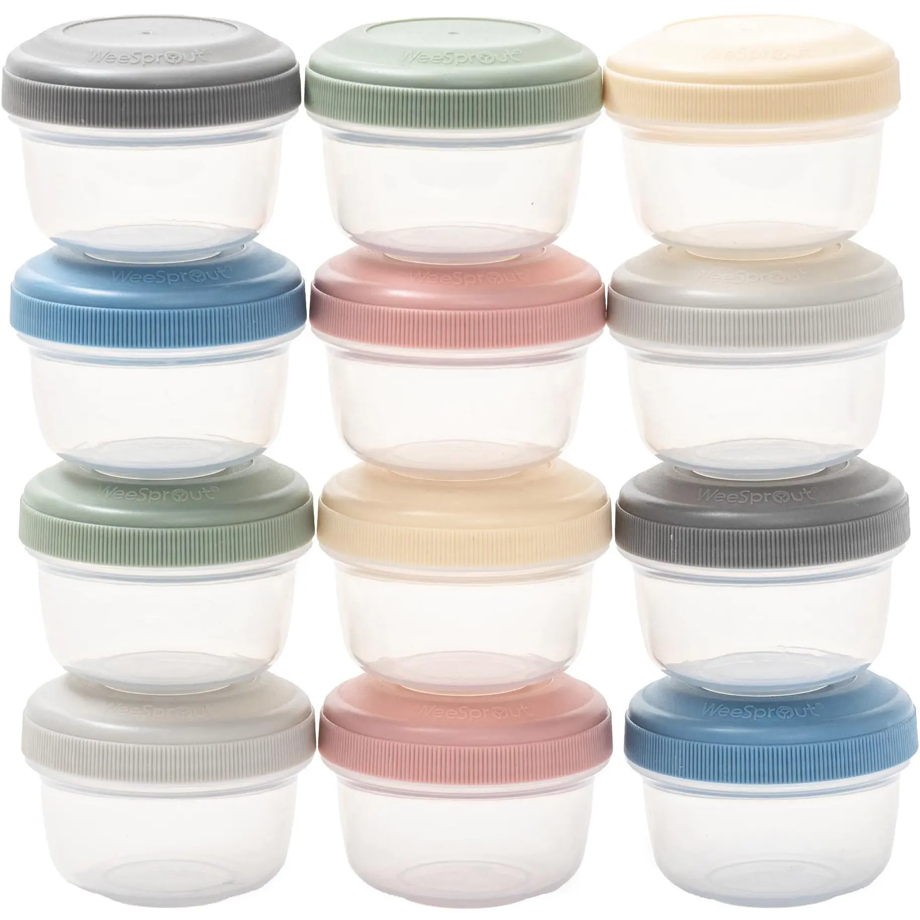 WeeSprout Leakproof Baby Food Storage, Small Plastic Containers with Lids, 12 Container Set