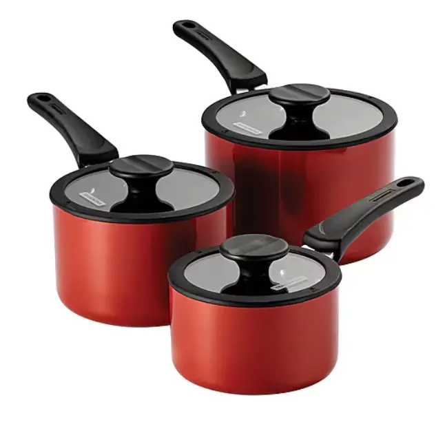 Tramontina 6-Piece Aluminum Nonstick Cookware Set Nesting Sauce Pans with Glass Lids Stackable Kitchen Pots PFOA-Free Even Heat Induction Compatible Dishwasher Safe for Everyday Cooking
