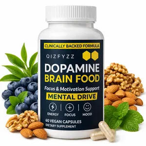 Dopamine Brain Food Supplement w/L-Tyrosine - Promotes Mental Drive, Clarity & Focus - Supports Mental Energy - 60 Capsules